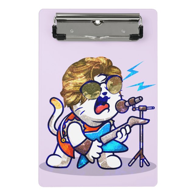 Mini Prancheta Funky Rockstar Cat - Gatinho Legal do Lover Música (Frente)