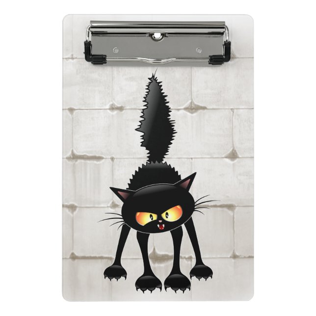 Mini Prancheta Funny Fierce Black Cat Cartoon  (Frente)