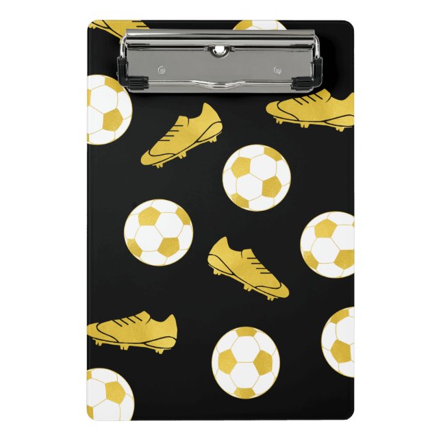 Mini Prancheta Futebol Clássico Elegante Dourado Limpa Bola Preta (Frente)