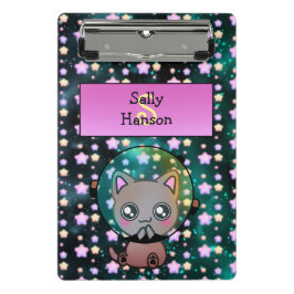 Mini Prancheta Gato Bonito no Espaço Flutuando com Estrelas