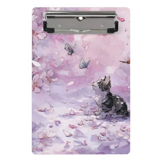 Mini Prancheta Gato de Flor de Cerejeira e Borboletas (5) (Frente)