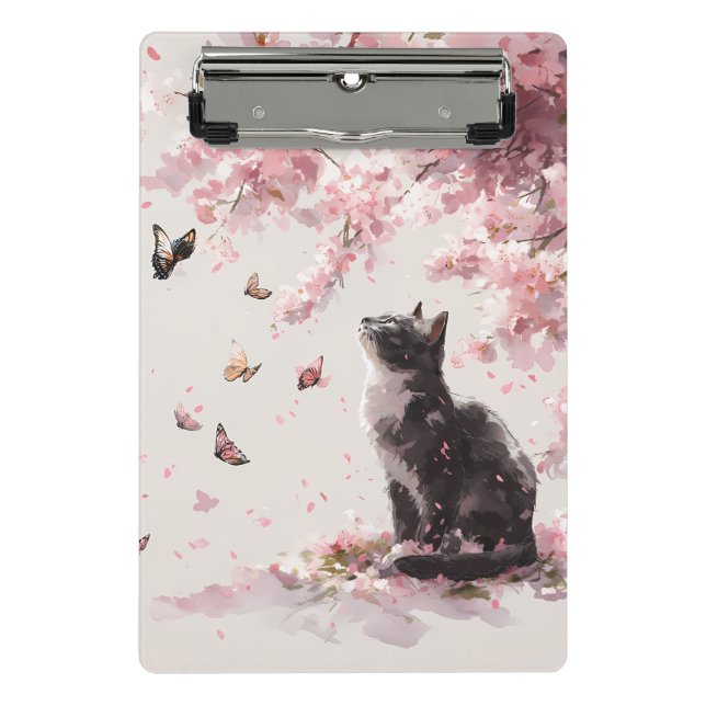 Mini Prancheta Gato de Flor de Cerejeira e Borboletas (9) (Frente)