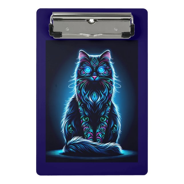 Mini Prancheta Gato Neon Fundo Vibrante-97948 (Frente)