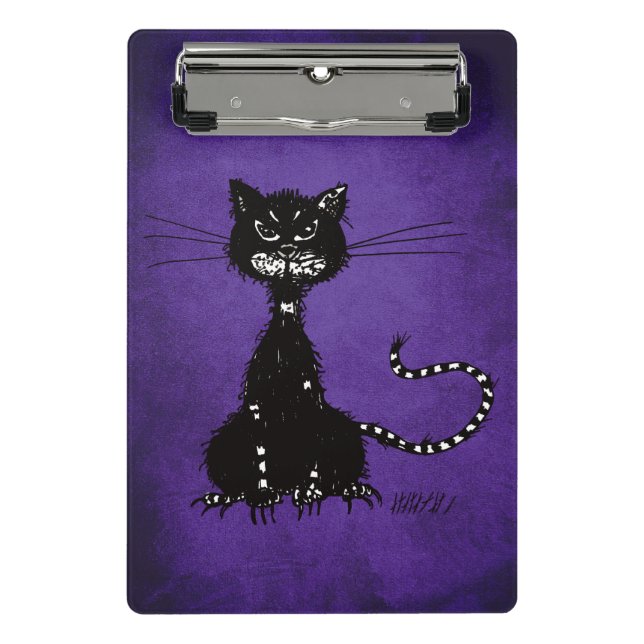Mini Prancheta Gato preto mau áspero roxo escuro (Frente)