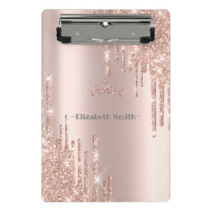 Mini Prancheta Glitter do rosa Elegante, área de transferência