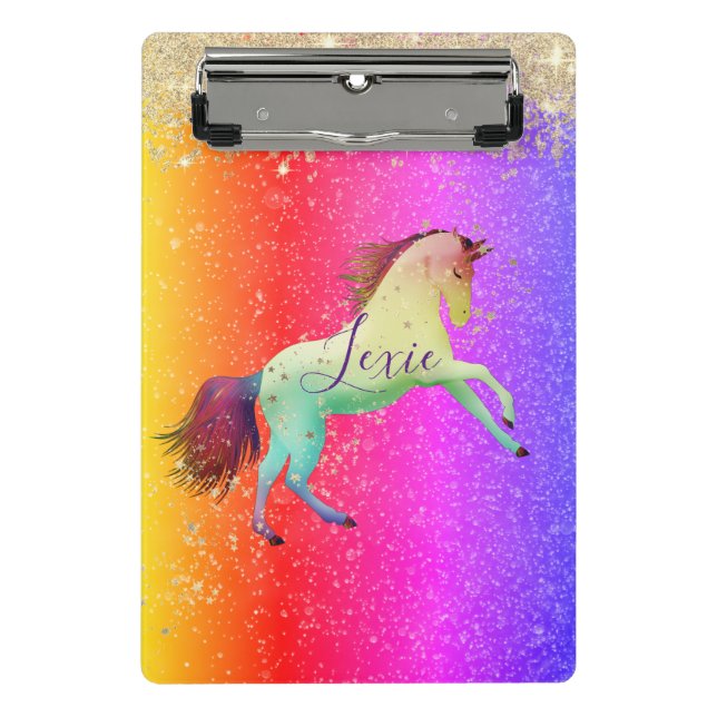 Mini Prancheta Glittery Rainbow Unicorn (Frente)
