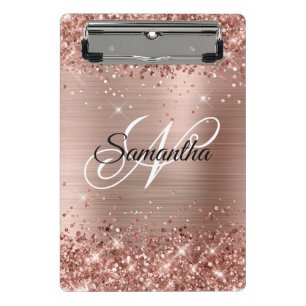 Mini Prancheta Glittery Rose Gold Monograma Chique