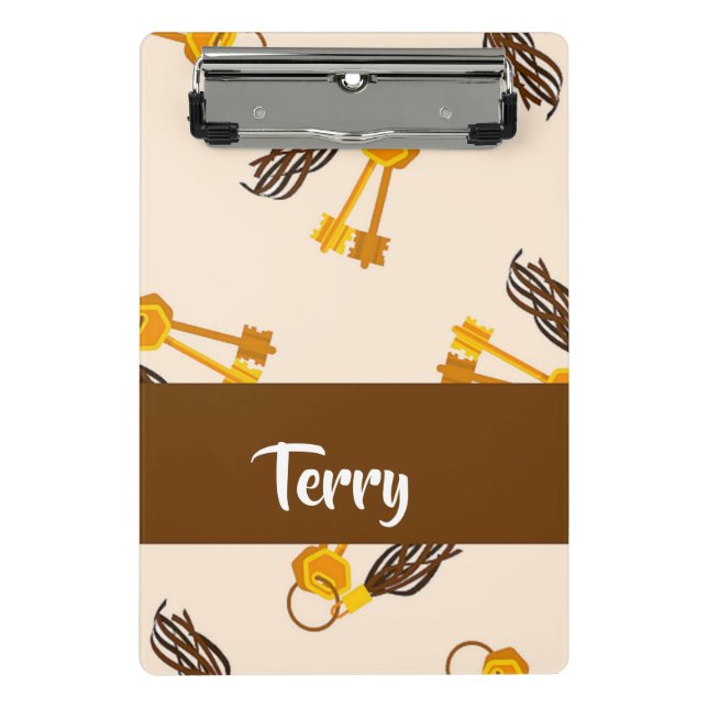 Mini Prancheta Gold house keys on pink (Frente)