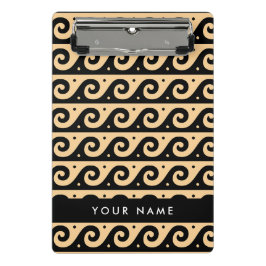 Mini Prancheta Grego Meander Key, Wave Key, Brown, Seu Nome