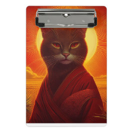 Mini Prancheta Grey Cat Wearing Fashionable Robe In Sunset Scene