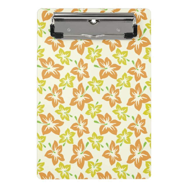 Mini Prancheta Hibiscus Amarelo, Hibisco Laranja, Padrão Floral (Frente)