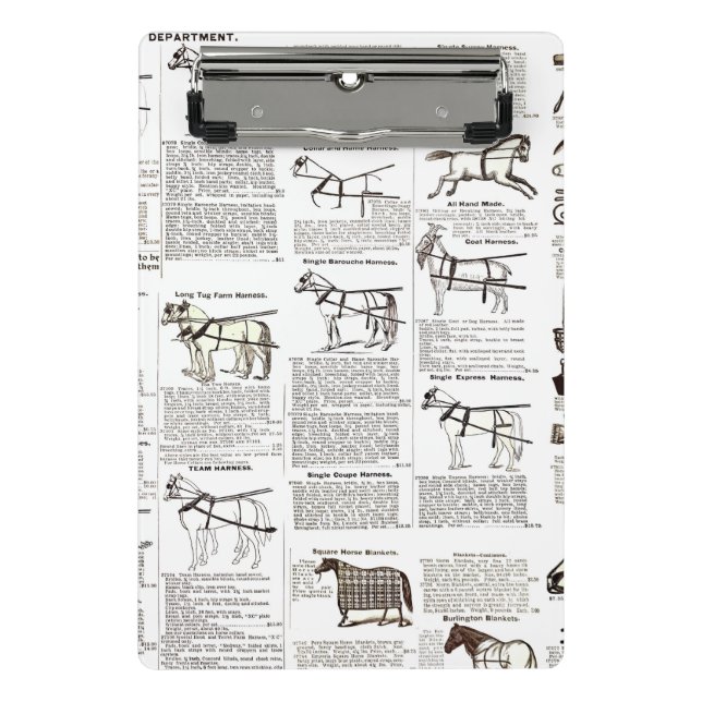 Mini Prancheta Horse Antique Advertising Newpaper Art (Frente)