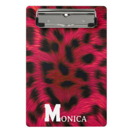 Mini Prancheta Hot Pink Leopard Print Faux