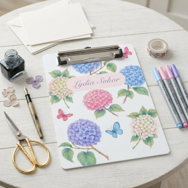 Mini Prancheta Hydrangea Floral da Aquarela Personalizada (Criador carregado)