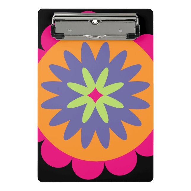 Mini Prancheta ilustração das formas florais laranja e rosa (Frente)