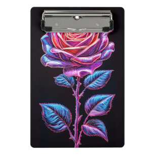 Mini Prancheta Ilustração de Flor Rosa Neon Vibrante