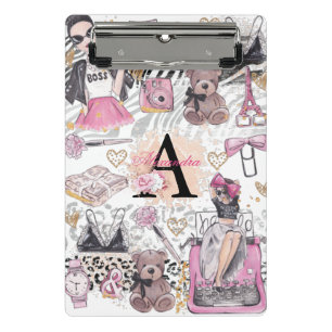 Mini Prancheta Ilustração de Luxo da Menina Personalizada