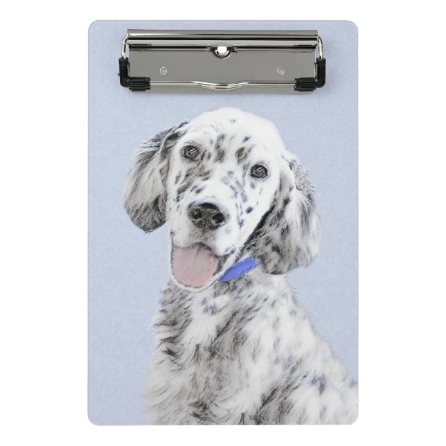Mini Prancheta Inglês Setter Blue Belton pintando arte canina (Frente)