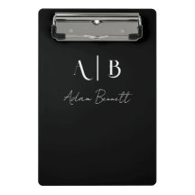Iniciais de Nome Personalizadas Modernas em Preto