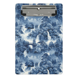 Mini Prancheta Jardim d'água japonês em porcelana branca azul