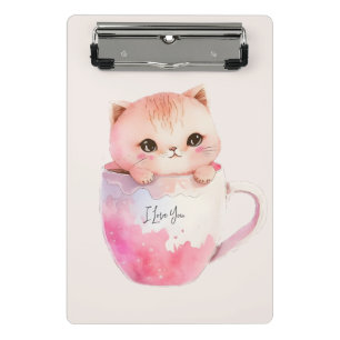 Mini Prancheta Kawaii Blushing Pink Chibi Cat