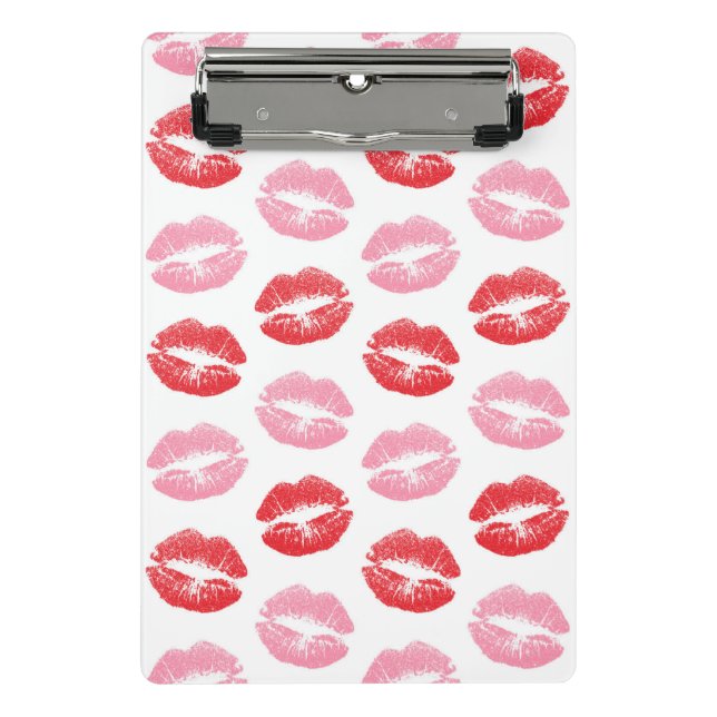 Mini Prancheta Lábios Vermelhos e Rosa, Padrão De Lábios, Batom,  (Frente)