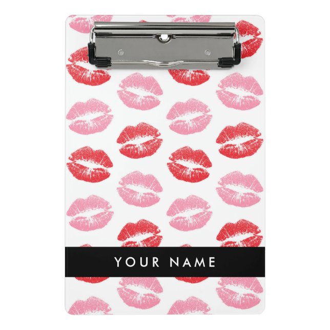 Mini Prancheta Lábios Vermelhos, Lábios Rosa, Beijo, Seu Nome, Pe (Frente)