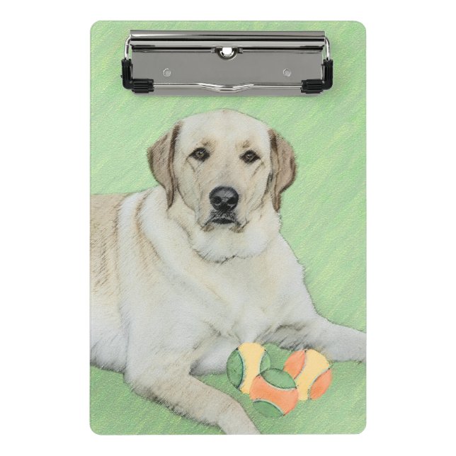 Mini Prancheta Labrador Amarelo - Impressão de Retriever e Tênis (Frente)