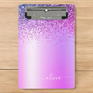 Mini Prancheta Letra Garota com Lantejoulas Monograma Roxo
