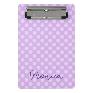 Mini Prancheta Lilás Pálido Personalizado com Bolinhas