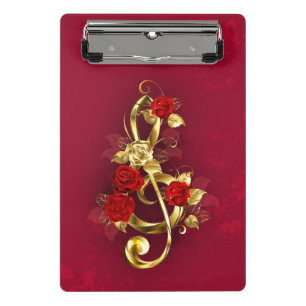 Mini Prancheta Limpeza de ouro com Flores Rosa