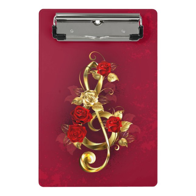 Mini Prancheta Limpeza de ouro com Flores Rosa (Frente)