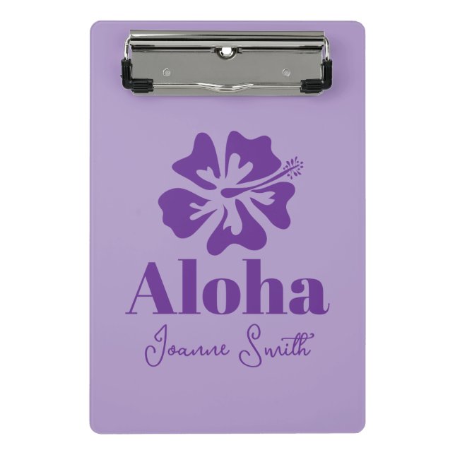 Mini Prancheta Linda flor de havaiana roxa lavanda personalizada (Frente)