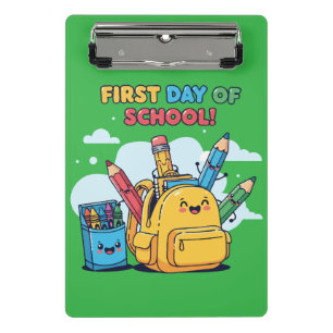 Mini Prancheta Lindo Kawaii Primeiro Dia de Aula! Mochila de Dese
