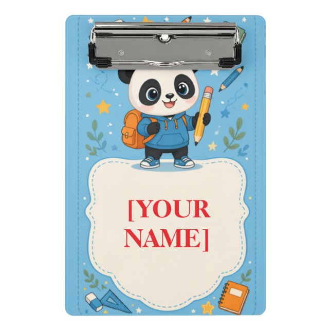 Mini Prancheta Lindo Panda de Volta à Escola  (Frente)