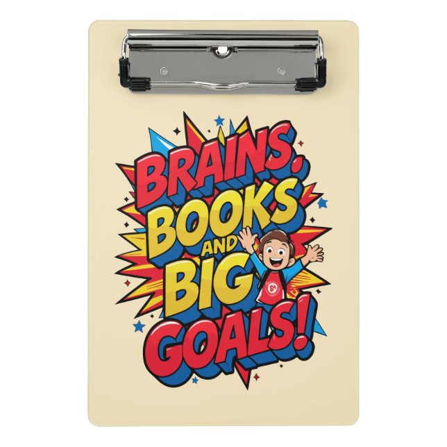 Mini Prancheta Livros sobre cérebros e grandes metas - Diversão d (Frente)