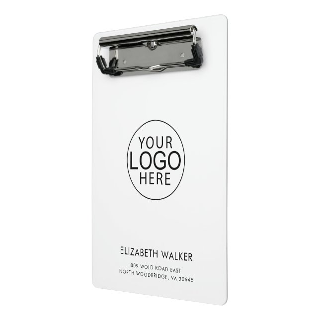 Mini Prancheta Logotipo e Endereço de Negócios Modernos (Angulado2)