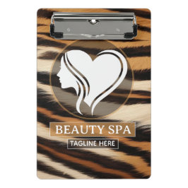 Mini Prancheta Luxury Beauty Spa Logo Elegant Tiger Print Salon 