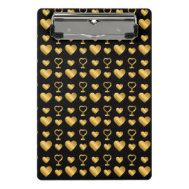Mini Prancheta Luxury  Black Gold Foil Hearts 
