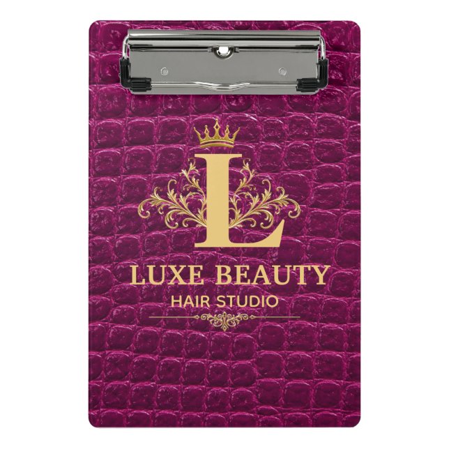 Mini Prancheta Luxury Crocodile Leather Monogram Gold Initial  (Frente)