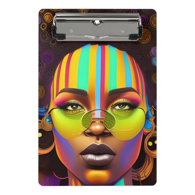 Mini Prancheta Magia negra, mulher melanina, arco-íris pastel (Frente)