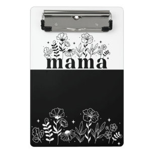 Mini Prancheta Mamá Flor Silvestre Minimalista Preto e Branco Per