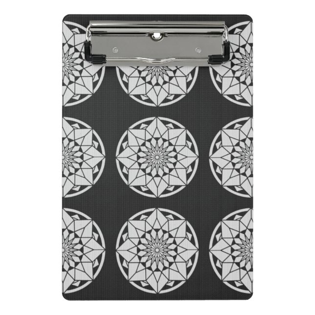 Mini Prancheta Mandala de Estrela tricô preto & branco (Frente)