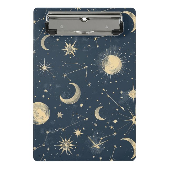 Mini Prancheta Marfim Antigo Mapa Celestial da Lua Estrela Azul-M (Frente)