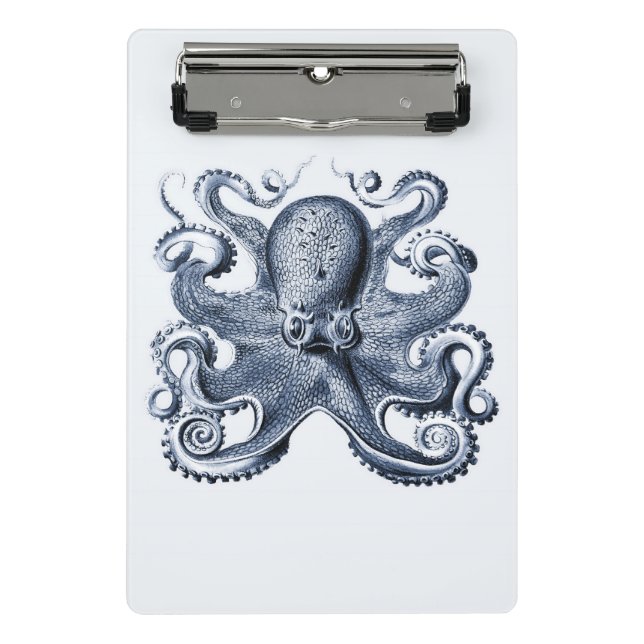 Mini Prancheta Marinho Blue Octopus ilustrado por Ernst Haeckel (Frente)