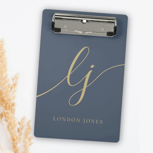 Mini Prancheta Marinho de Script Dourado Profissional Inicial Mon (Criador carregado)