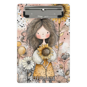 Mini Prancheta Menina Caprichosa Aquarela com Acentos Florais (11