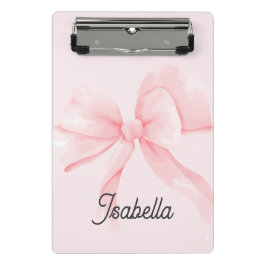 Mini Prancheta Menina com Laço Rosa Coquette Personalizado