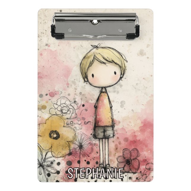 Mini Prancheta Menino Caprichoso Aquarela com Acentos Florais (2) (Frente)