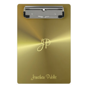 Mini Prancheta Metálico Moderno, Modelo, monograma, Dourado